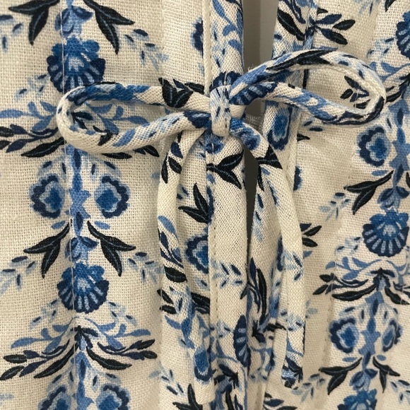 NWT Caroline Constas Bow Floral Parchwork Linen Jacket Blue/White Size Small - Picture 7 of 11